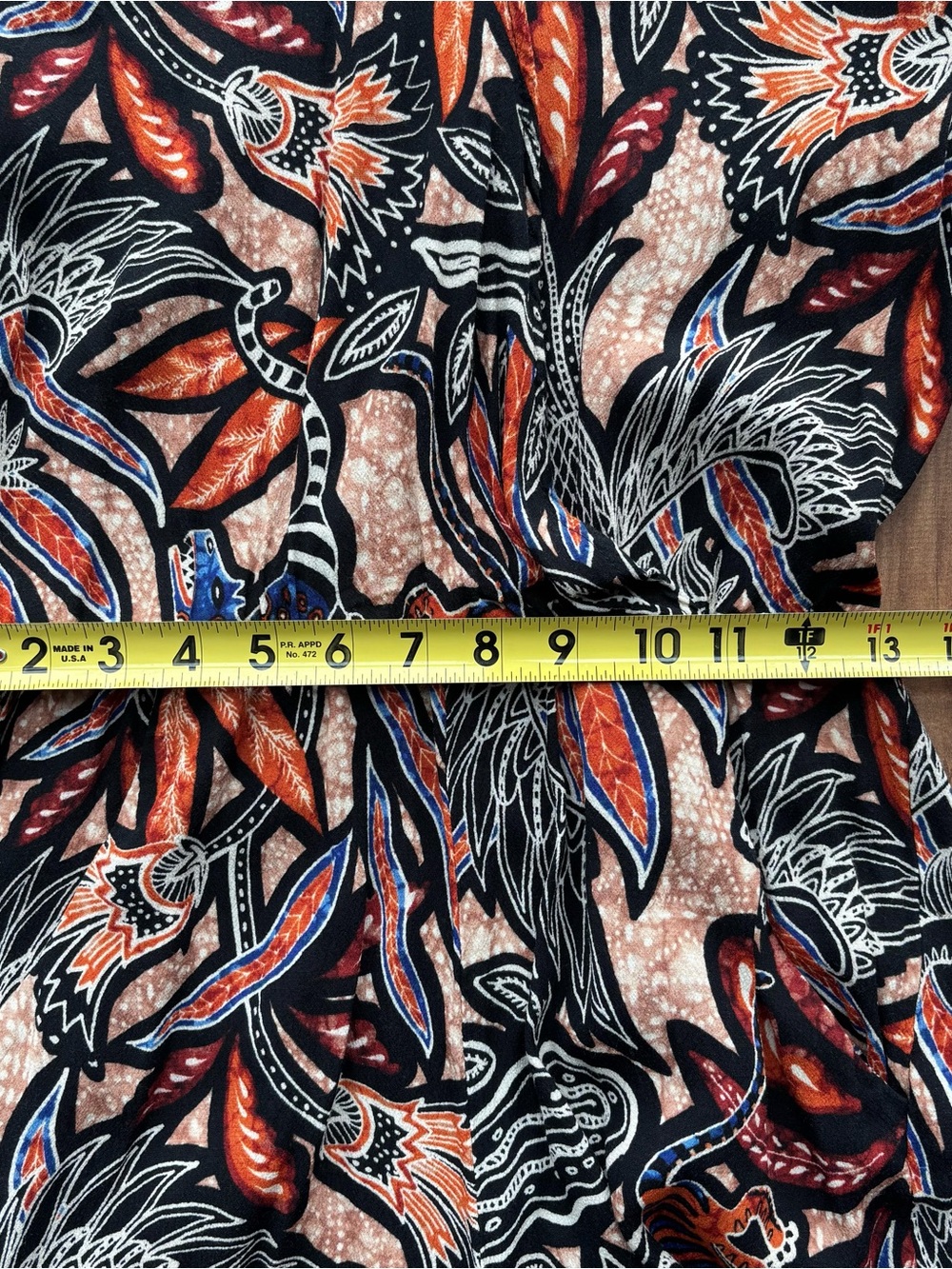 Vibrant Leaf Print Long Sleeve Romper in Black & Rust - Picture 7 of 7
